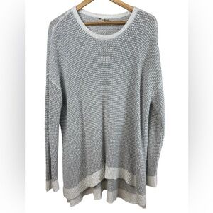 Eileen Fisher Organic Cotton Ombre Knit Sweater High-Low Hem Gray Women’s Large